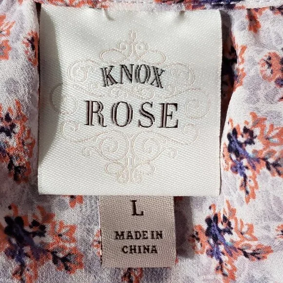 Knox Rose Floral Sheer Blouse Women's Large - Picture 2 of 4